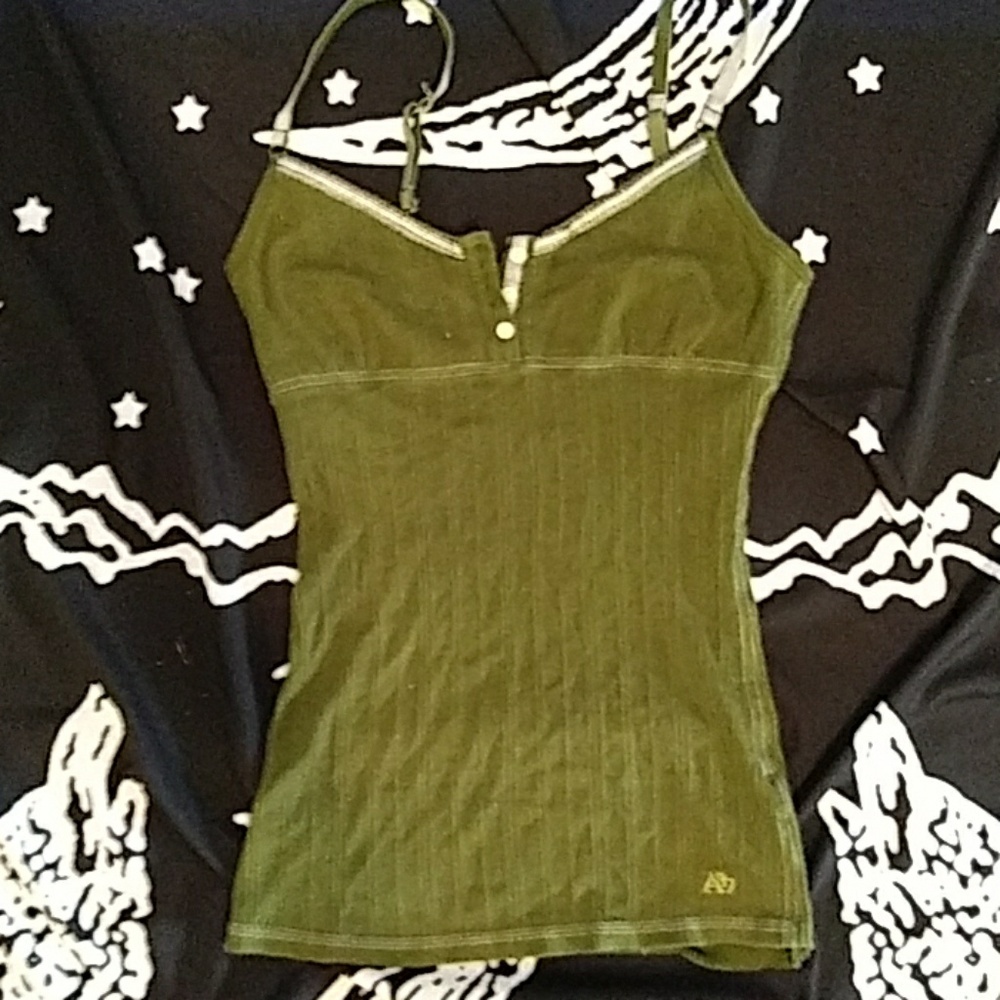 Olive Green Fitted Tank Top Aeropostale
